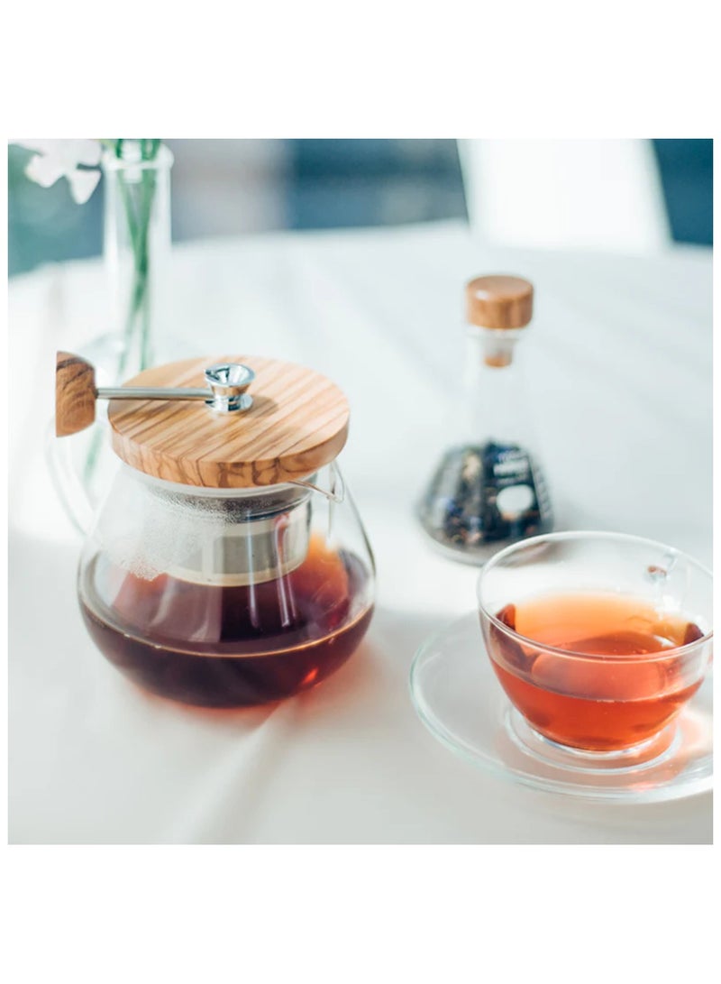 Hario Teaor Olive Wood Pull-up Tea Maker, 450ml - Image 5