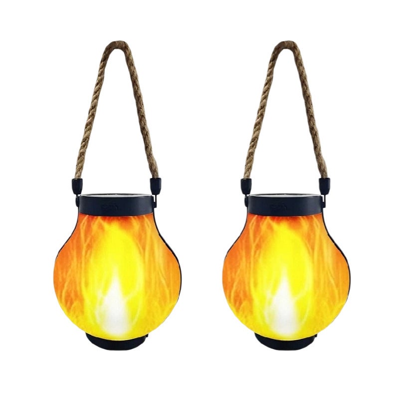 BH New Solar-Powered Twine Flame Light - Hanging Outdoor Camping Lamp, Rechargeable Garden Decorative Multi-Functional Lighting - Image 1