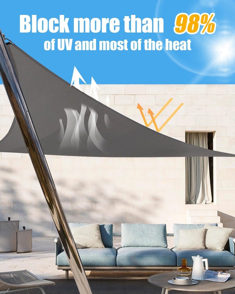 MOXTOYU Triangle Sun Shade Sail Waterproof, 3x4x5m Garden Sail, PES Awning Canopy 98% UV Block With Rope, Outdoor Patio Party Awning with Install Accessories, Weather Resistant Durable Garden Shade Sail - Image 2