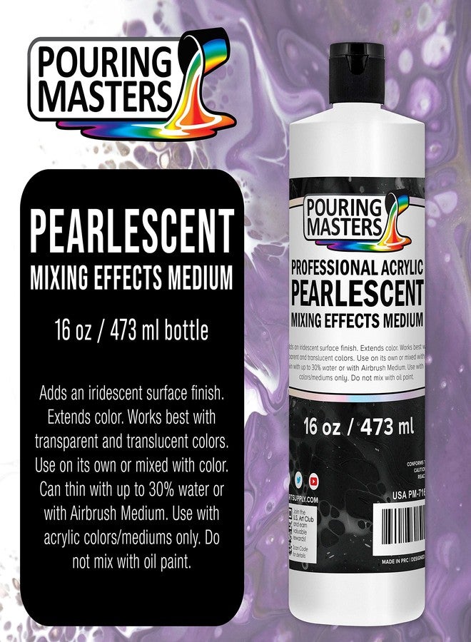 Pouring Masters 16 Oz (Pint) Acrylic Pearlescent Effects Medium - Creates Pearl Iridescent Metallic Shimmer for Fluid Art & Acrylic Painting - Image 2