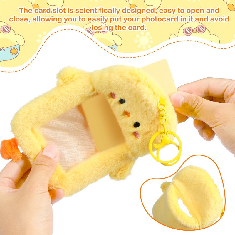 NEWEST Chicken Plush Kpop Photocard Holder with Keychain, Cute Chick ID Badge Holder Protector, Soft 3 Inch Cartoon Animal Photo Case Sleeves Stationery for Idol ID Card Student Worker Bag Charm - Image 4