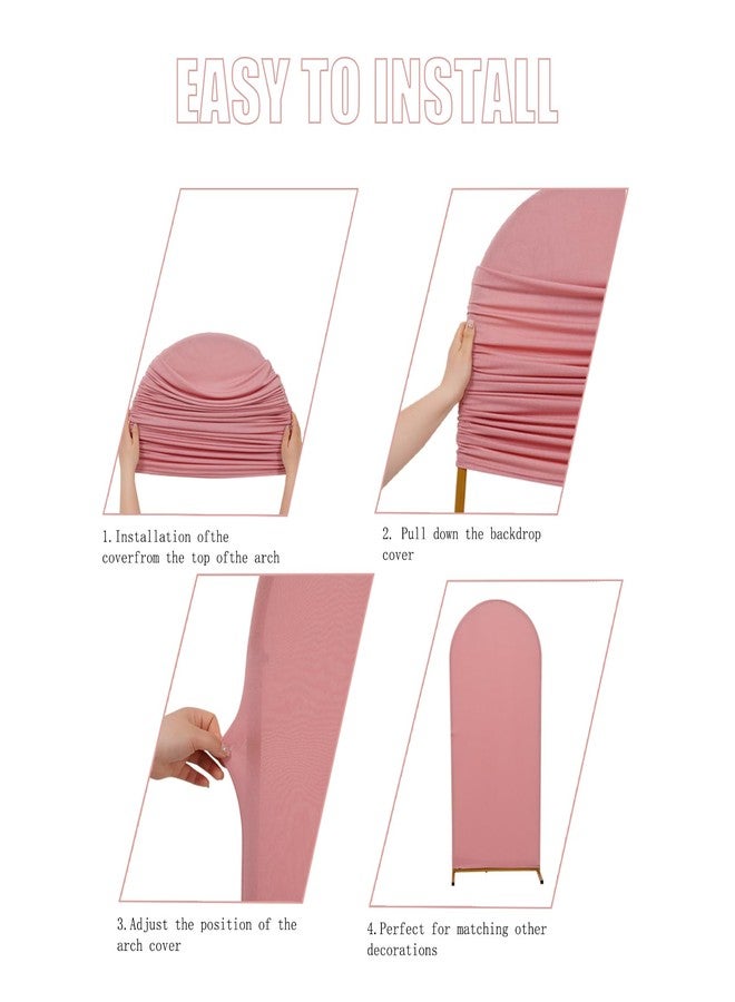 Peomeise 7.2FT Wedding Arch Cover，Dusty Rose Arch Backdrop Cover Stretchy Spandex Backdrop Stand Covers for Birthday Party Ceremony Banquet Decor(86.4" L x 48" W) - Image 3