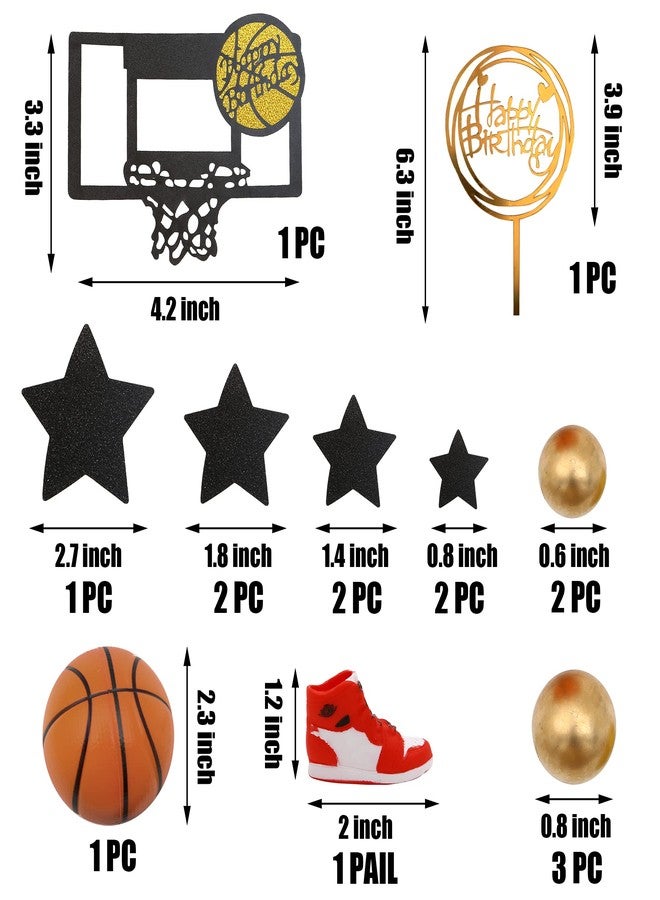 DRWATE 16 PCS Basketball Cake Toppers Basketball Theme Cake Decoration for Boy Birthday - Image 2