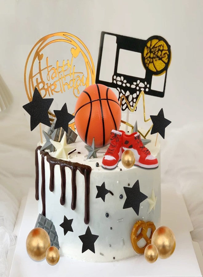 DRWATE 16 PCS Basketball Cake Toppers Basketball Theme Cake Decoration for Boy Birthday - Image 1