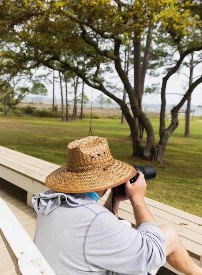 CTM Palm Straw Lifeguard Hat with Wide Brim, Natural - Image 5