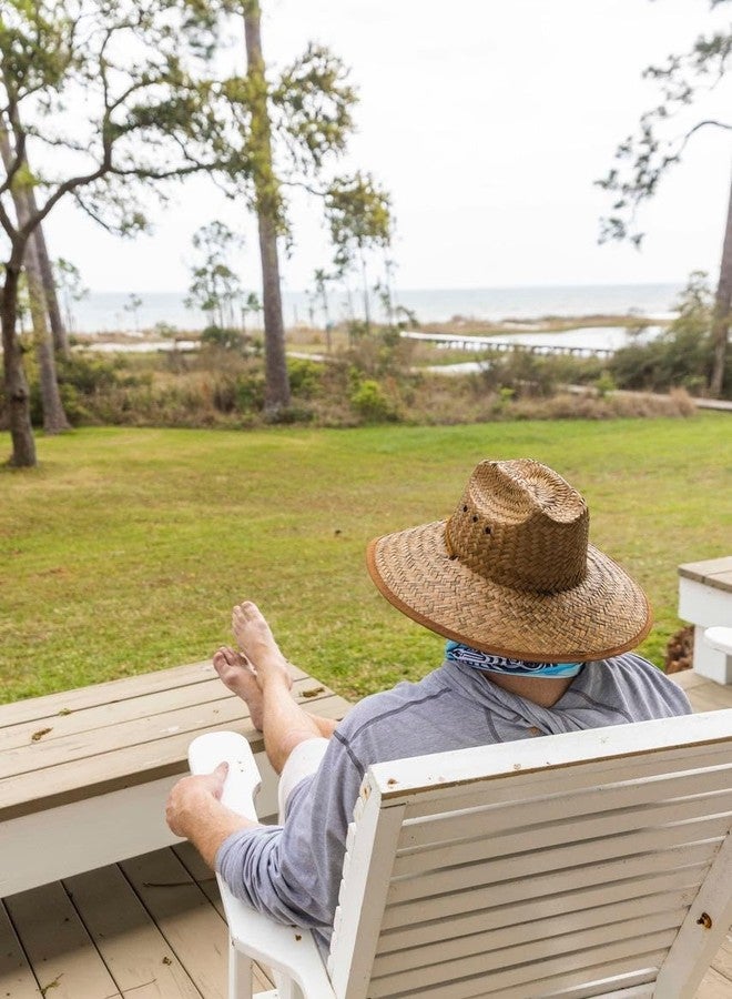 CTM Palm Straw Lifeguard Hat with Wide Brim, Natural - Image 4