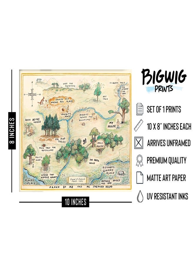 BigWig Prints Hundred Acre Wood Map Vintage Poster, Classic Pooh Nursery Poster, Hundred Acre Wood Nursery Decor - Unframed (8x10) - Image 4