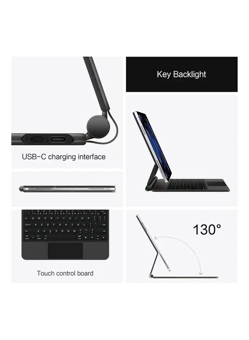 Arabi Magic Keyboard for iPad Air 11 inch(M3/M2) 2025/2024,iPad Air 5th 10.9 Inch (2022)/Air 4th 10.9 Inch (2020) iPad Pro 11 inch (2022/2021/2020/2018) with Magnetic Back Cover, Smart Trackpad Back - Image 4