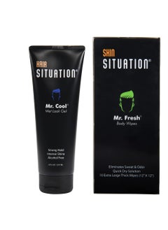 Hair Situation Mr. Cool Wet Look Strong Hold Hair Gel and Mr. Fresh Body Wipe  - Image 1