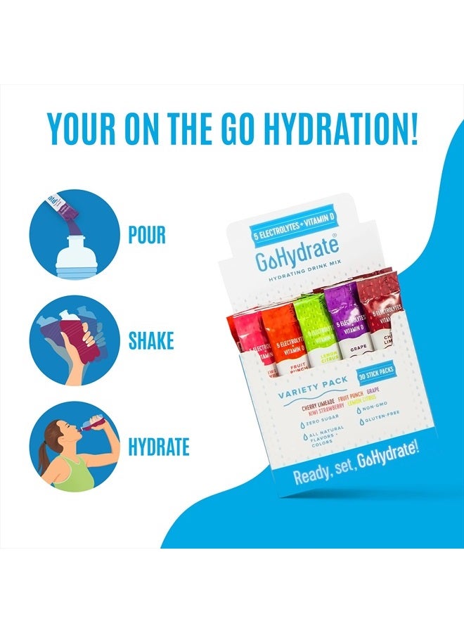 GoHydrate مزيج مشروب الإلكتروليت - مسحوق ترطيب بنكهة طبيعية وخالي من السكر (مختلط، 10) - Image 5