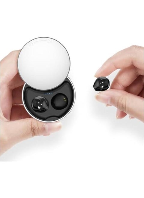 Smallest Invisible Earbuds Wireless Ear Buds Bluetooth in Ear Mini Discreet Small Tiny Earpiece Sleep Earbuds Hidden with Charging Case Headphones for Small Ears Work Sleeping Android iOS Black