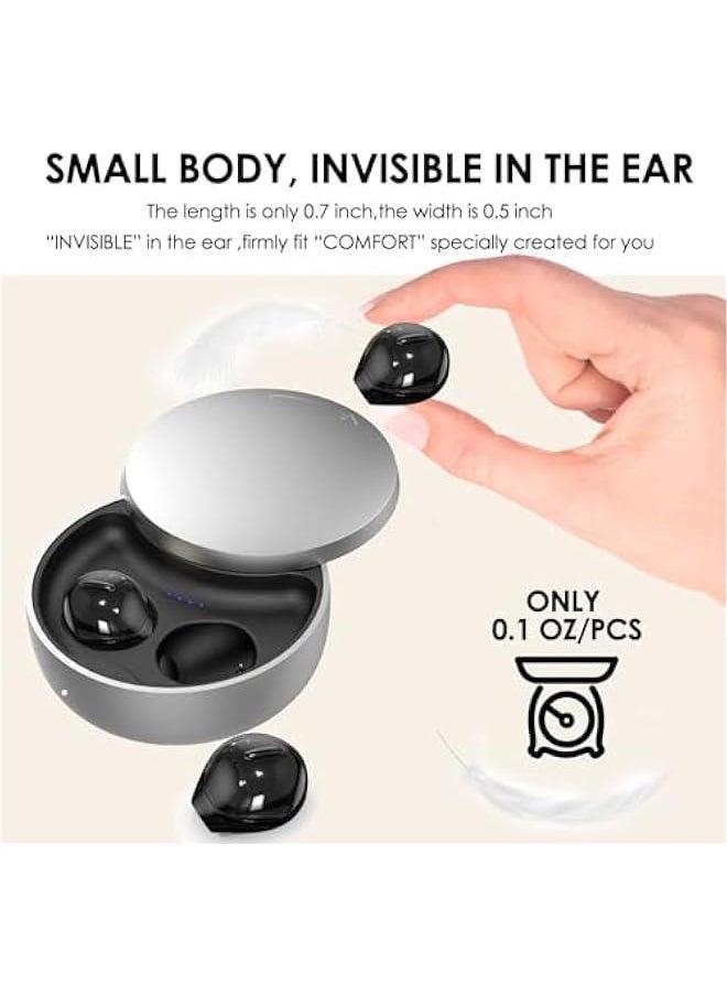 Smallest Invisible Earbuds Wireless Ear Buds Bluetooth in Ear Mini Discreet Small Tiny Earpiece Sleep Earbuds Hidden with Charging Case Headphones for Small Ears Work Sleeping Android iOS Black