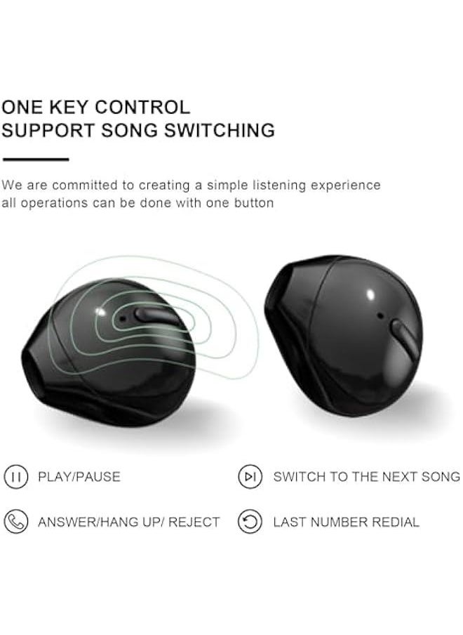 Smallest Invisible Earbuds Wireless Ear Buds Bluetooth in Ear Mini Discreet Small Tiny Earpiece Sleep Earbuds Hidden with Charging Case Headphones for Small Ears Work Sleeping Android iOS Black