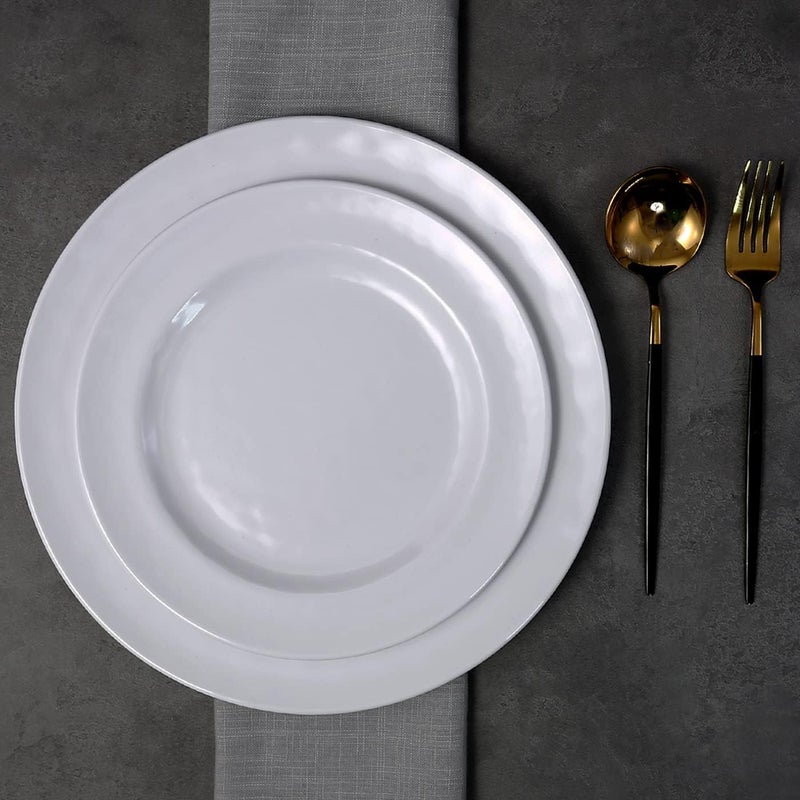 TP 85 Melamine Dinner Plates 6piece Plate Set Serving Dishes for Indoors and Outdoors Unbreakable Dinner Service for 6 White - Image 2