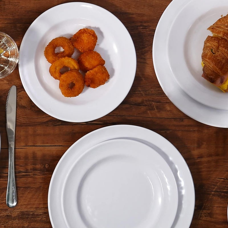 TP 85 Melamine Dinner Plates 6piece Plate Set Serving Dishes for Indoors and Outdoors Unbreakable Dinner Service for 6 White - Image 4