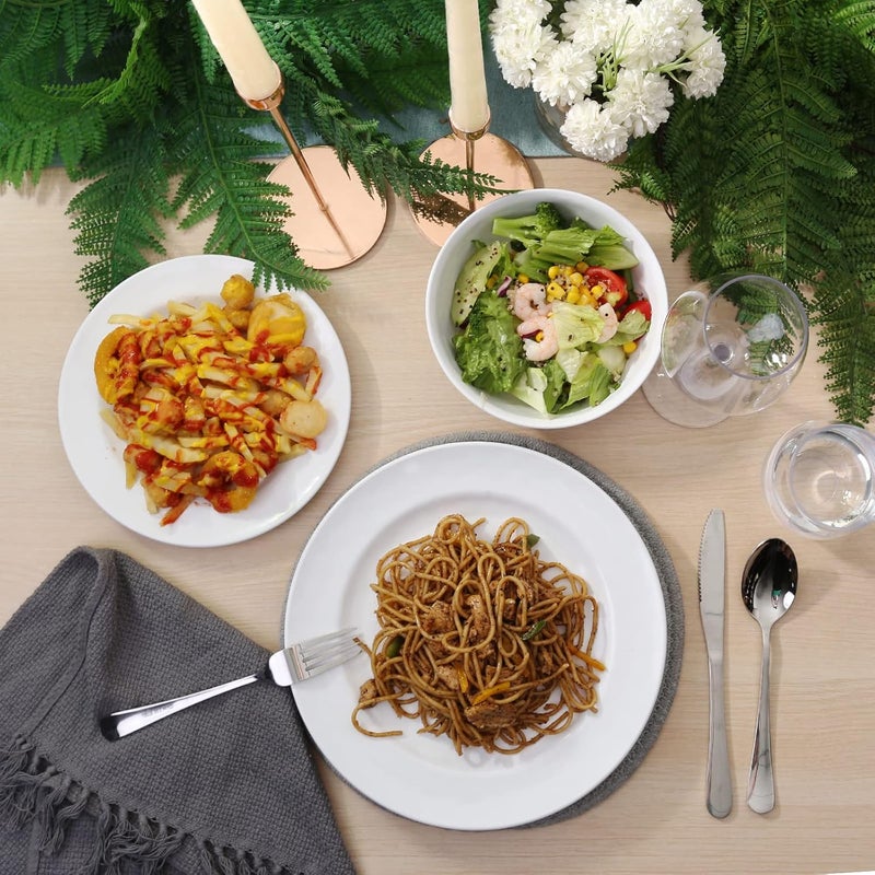 TP 85 Melamine Dinner Plates 6piece Plate Set Serving Dishes for Indoors and Outdoors Unbreakable Dinner Service for 6 White - Image 5