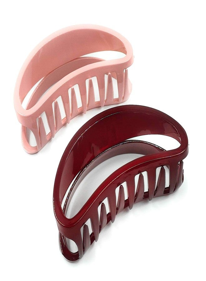 Fairytale Maroon,Pink Resin Plastic D Shape Big Hair Clutcher Clip/Claw For Girl/Women .Size 4 inches Approx. (Set Of 2). - Image 1
