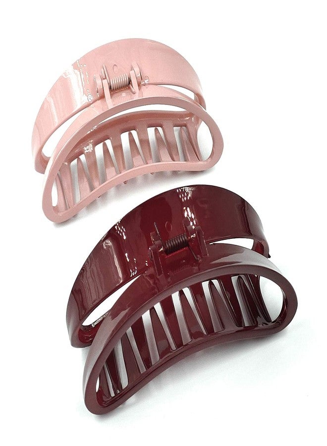 Fairytale Maroon,Pink Resin Plastic D Shape Big Hair Clutcher Clip/Claw For Girl/Women .Size 4 inches Approx. (Set Of 2). - Image 3
