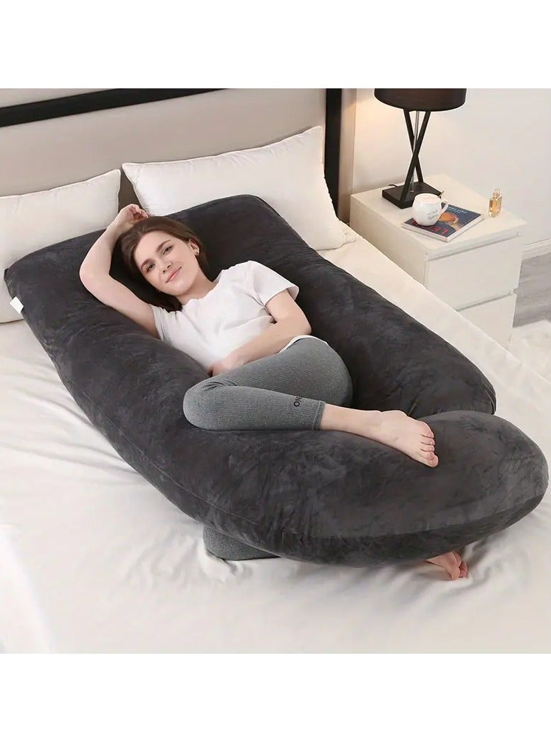 حامل وسادة الكريستال المخملية ياء حامل وسادة الرعاية ، ودعم البطن والساقين والخصر ، مع غطاء قابل للفصل ، وسهلة التنظيف - رمادي فاتح - Image 4