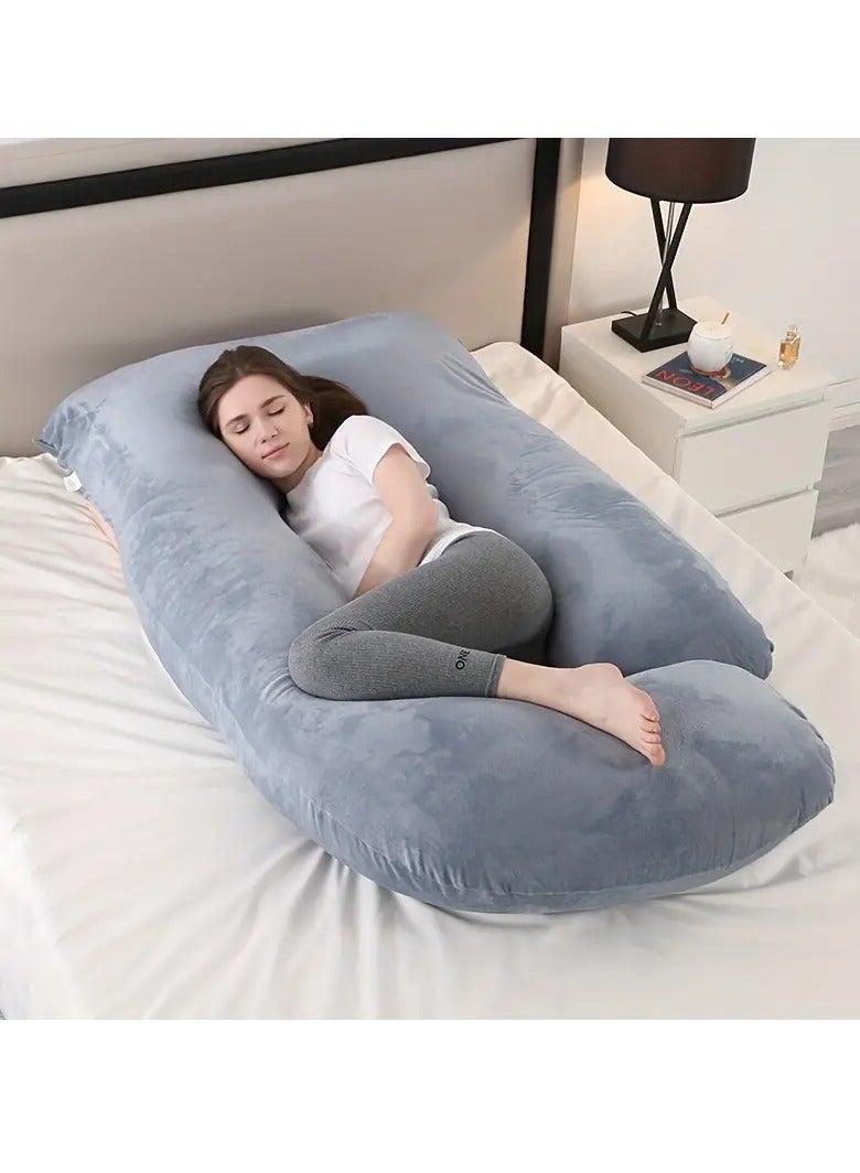 حامل وسادة الكريستال المخملية ياء حامل وسادة الرعاية ، ودعم البطن والساقين والخصر ، مع غطاء قابل للفصل ، وسهلة التنظيف - رمادي فاتح - Image 2