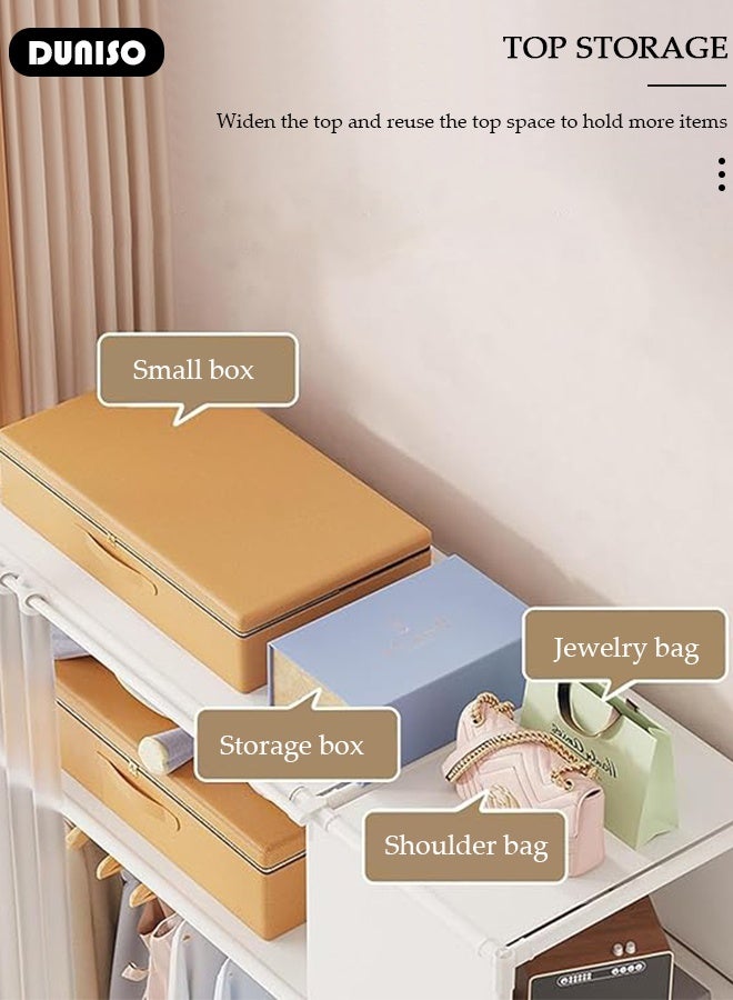 DUNISO Portable Wardrobe Storage Closet,Simple Multifunctional Dustproof Portable Closet, Closets for Hanging Clothes with Hanging Rods, Clothes Storage Cabinet with Curtain, for Living Room, Bedroom, Clothes Room - Image 3
