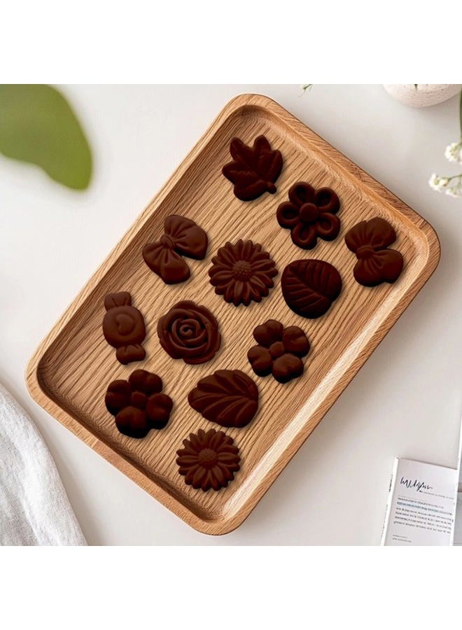 Fuehbur Flower Candy Floral Silicone Molds 2PCS, Chocolate Moulds with Daisy Tulip Rose Bow Tie Leaf Jello Design, 18 Cavity Ice Mold Pudding for Cake Desserts Making, Cupcake Toppers - Mini Size - Image 5