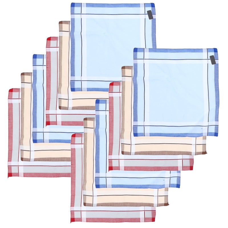 12pcs Simple Mens Handkerchief Cotton Sweat-absorbent Hankies Hand Towel (Mixed Color) - Image 5
