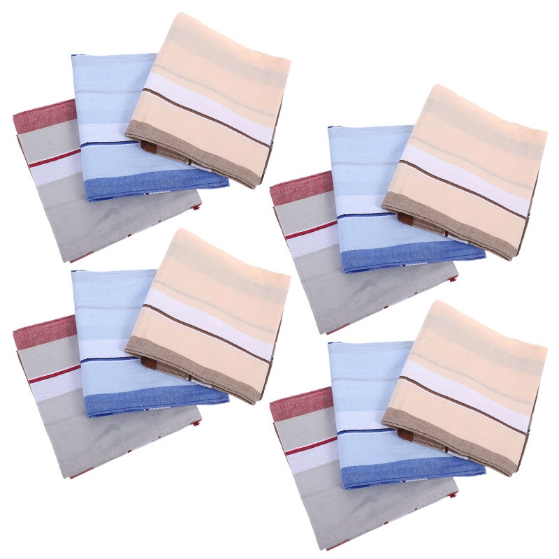 12pcs Simple Mens Handkerchief Cotton Sweat-absorbent Hankies Hand Towel (Mixed Color) - Image 1