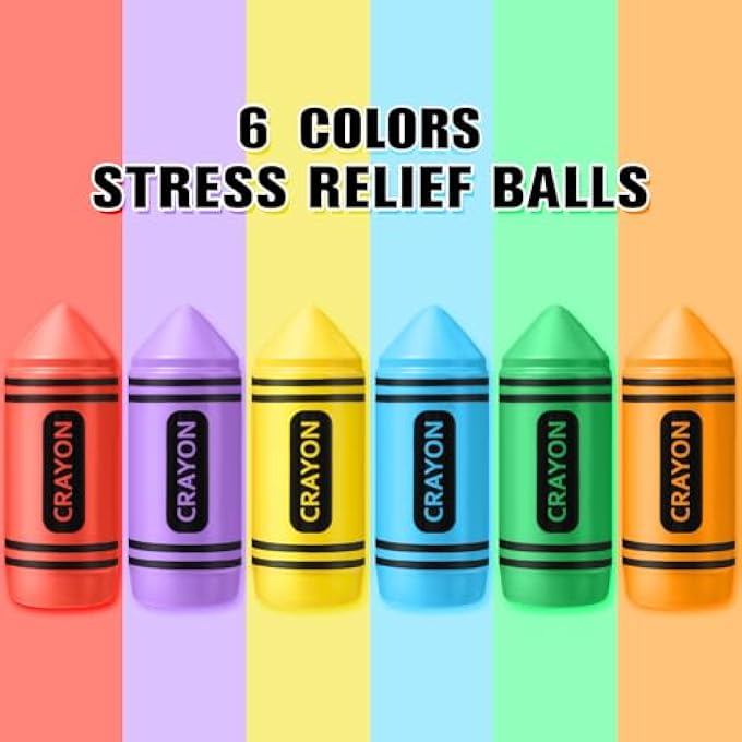 Wiwiqing 6 Pcs Crayon Stress Balls for Kids Adults Student Teacher Back to School Gift Motivational Appreciation Foam Stress Relief Slow Rising Squeeze for First Day of School Hand Exercise Toys - Image 3