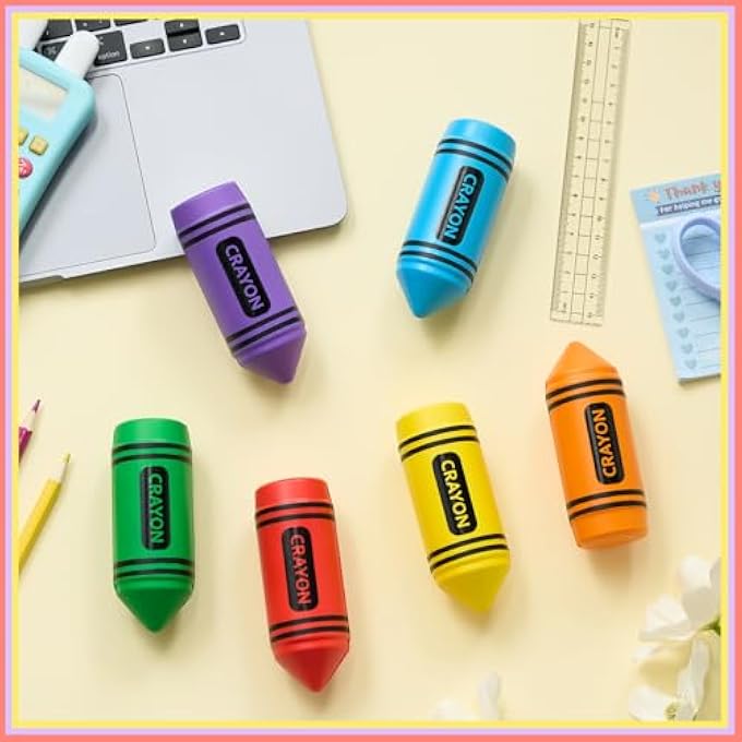 Wiwiqing 6 Pcs Crayon Stress Balls for Kids Adults Student Teacher Back to School Gift Motivational Appreciation Foam Stress Relief Slow Rising Squeeze for First Day of School Hand Exercise Toys - Image 5