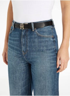 TOMMY HILFIGER Women's TH Monogram Reversible Belt - Leather, Black/Red  - Image 3