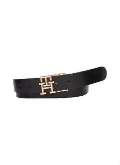 TOMMY HILFIGER Women's TH Monogram Reversible Belt - Leather, Black/Red  - Image 1