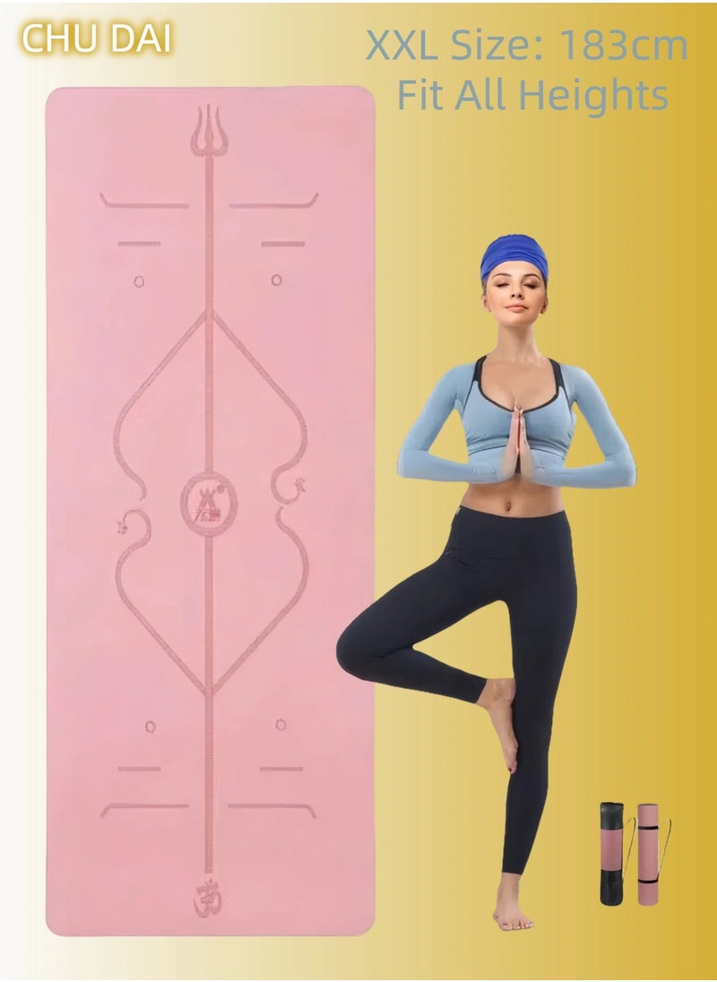 CHU DAI 183x80cm Luxury Yoga Mat for Arab Women - 6mm Thick with 3D Alignment Lines |  Extra Wide | Sandproof Bag & Prayer-Safe Design  - Image 1