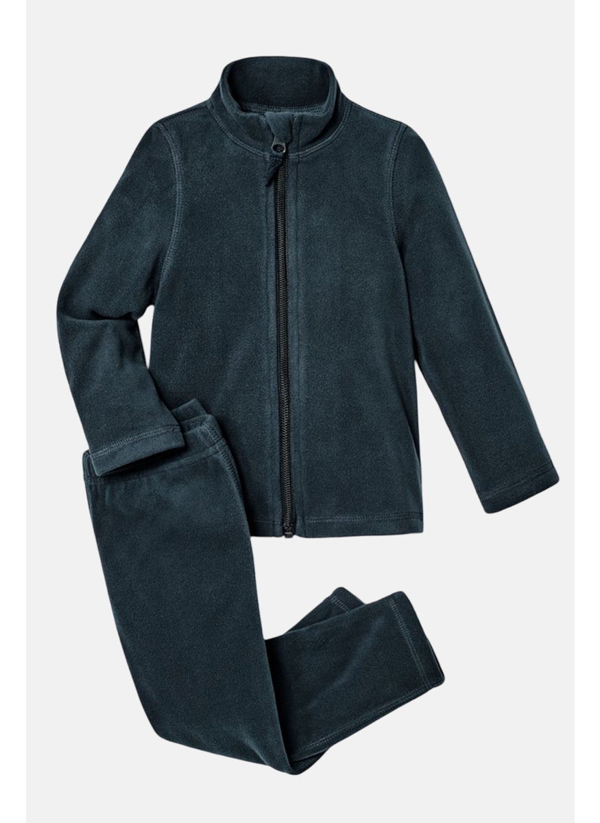 Tchibo Toddler Girl 2 Pieces Plain Sweatshirt Set, Navy  - Image 2