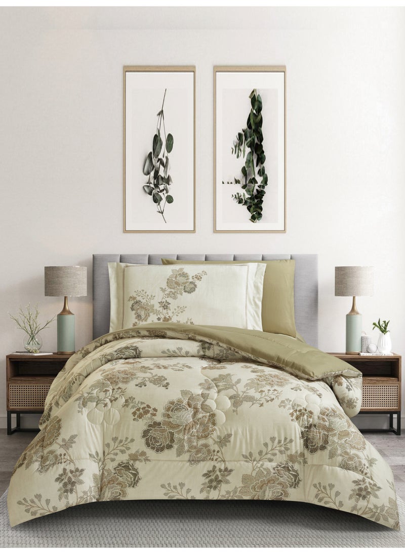 دوناتيلا طقم مفرش سرير 4 قطع مقاس مفرد ونص يناسب سرير 120×200 , تصميم مشجر انيق , مايكروفايبر فائق النعومة , يناسب جميع الفصول  - Image 1