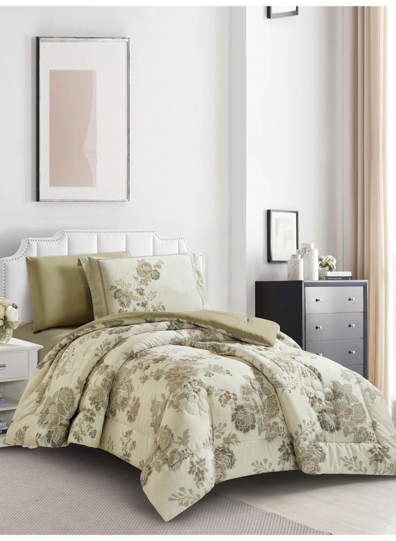 دوناتيلا طقم مفرش سرير 4 قطع مقاس مفرد ونص يناسب سرير 120×200 , تصميم مشجر انيق , مايكروفايبر فائق النعومة , يناسب جميع الفصول  - Image 2