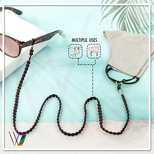 VIVID vision Unisex Adult Elastic Eyeglass Holder Strap Cord | New Chain Adjust on Sunglasses | Anti-slip Retainer Lanyard String Eyewear Frame | CH-222 | Dark Brown - Image 5