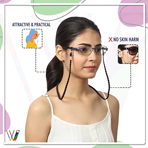VIVID vision Unisex Adult Elastic Eyeglass Holder Strap Cord | New Chain Adjust on Sunglasses | Anti-slip Retainer Lanyard String Eyewear Frame | CH-222 | Dark Brown - Image 4