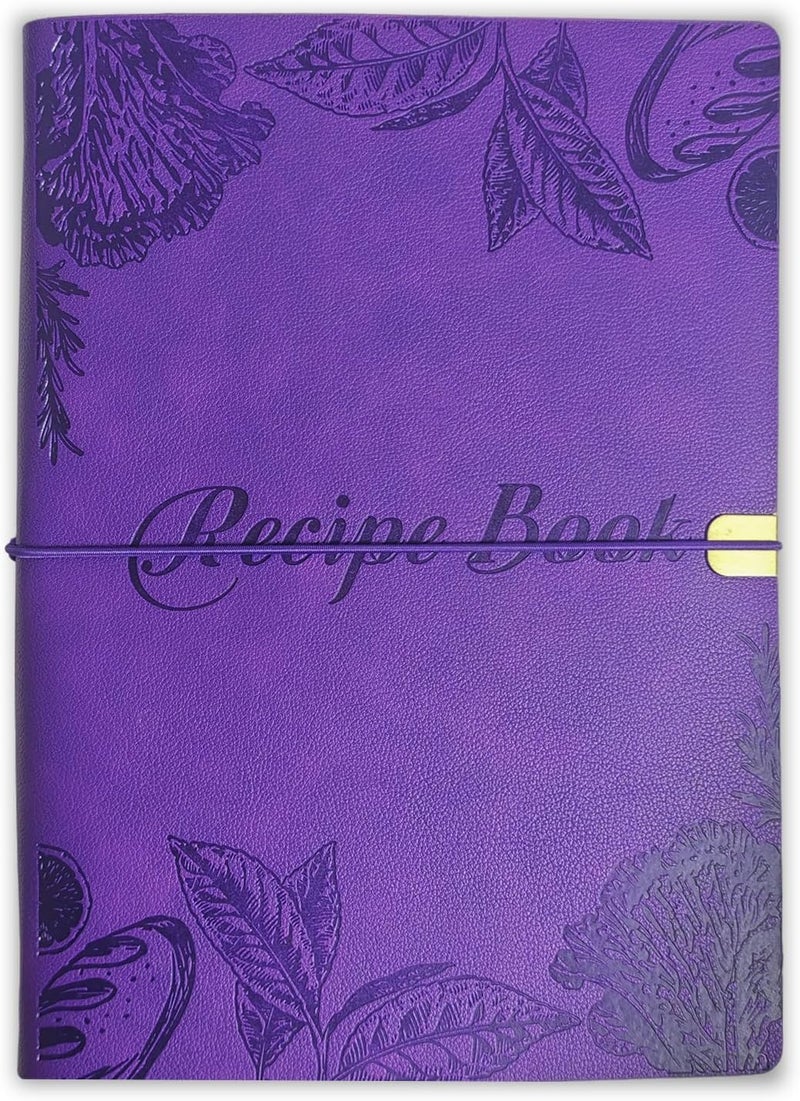 GoShambar Blank Recipe Book To Write In Your Own Recipes, Leather Recipe Notebook, Recipe Journal Hold 150 Recipes(Long Recipes & Short Recipes) (Purple) - Image 1
