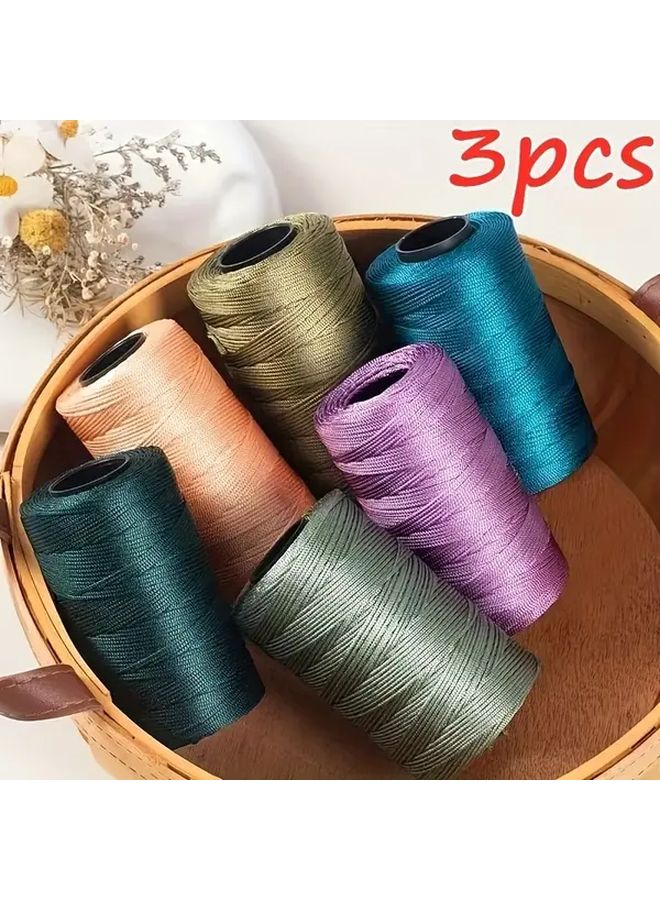3pcs 006 Khaki White Polyester Yarn for Knitting Crochet Hats Bags Blankets DIY Projects - Image 1