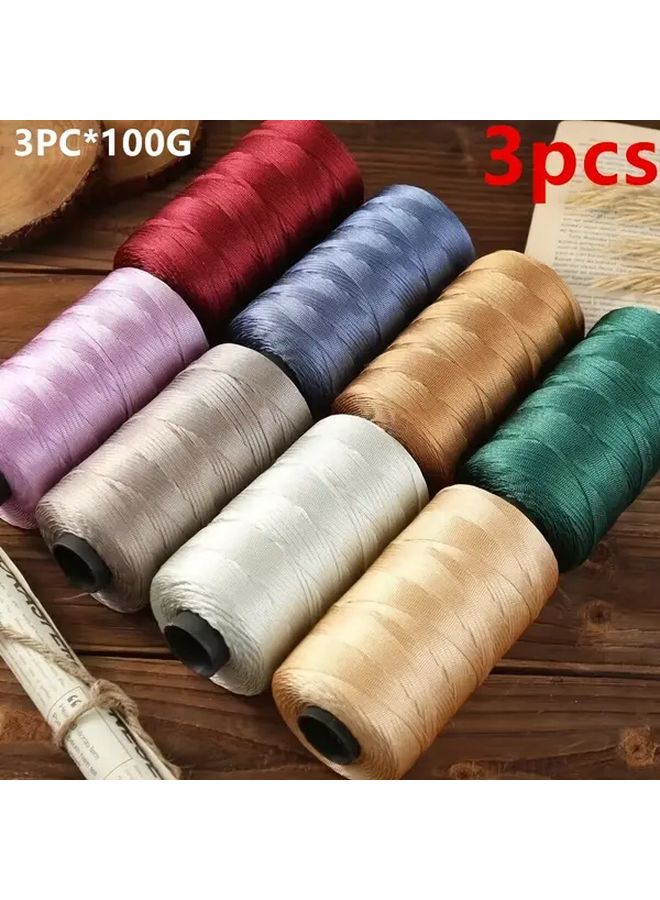 3pcs 006 Khaki White Polyester Yarn for Knitting Crochet Hats Bags Blankets DIY Projects - Image 2