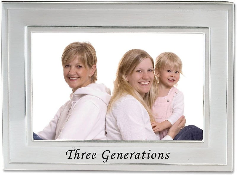 Lawrence Frames Sentiments Collection, Brushed Metal 4 by 6 Three Generations Picture Frame, Silver