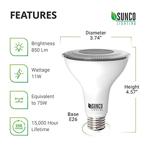 Sunco Lighting Sunco LED PAR30 Dusk to Dawn Light Bulb for Outside Porch, Patio, Backyard, 11W=75W, 850 LM, 5000K Daylight , Non-Dimmable, Photocell Sensor, UL 4 Pack. - Image 3