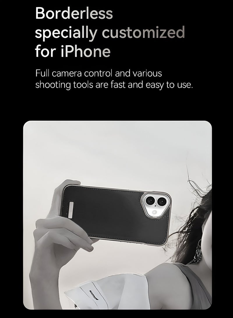 دبليو تيك غطاء هاتف Apple iPhone 16 Plus 5G 2024 من الجلد الفاخر الرقيق المعدني ، غطاء مضاد للسقوط بدون إطار غطاء حافظة واقي للهاتف - أسود - Image 3