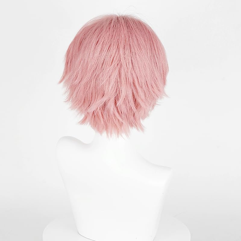 LABEAUTÉ Anime Short Pink Cosplay Wigs With Bangs Unisex Spiky Fluffy Heat Resistant Wig Hair for Party and Halloween for Gift + Free Cap - Image 5