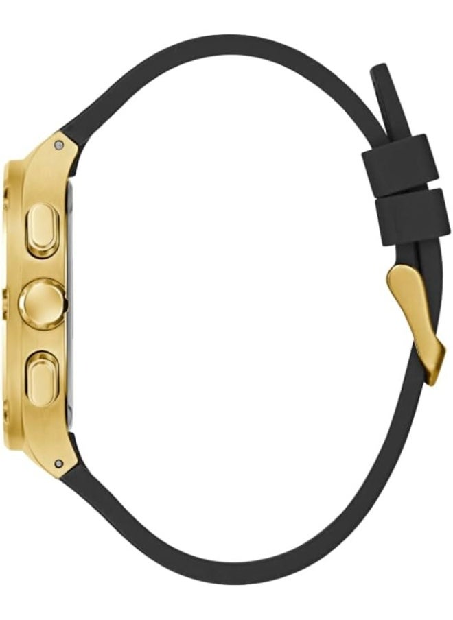 GUESS GUESS Men's 42mm Watch - Black Strap Green Dial Gold Tone Case  - Image 2