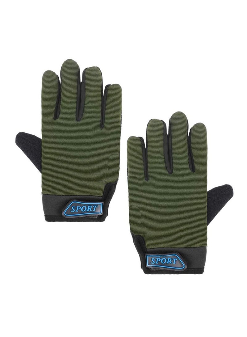 Y&D SYOSI Kids Cycling Gloves, Fishing Gloves Boys Sport Climbing Breathable Anti Slip Full Finger for Outdoor Sports (Green) - Image 2