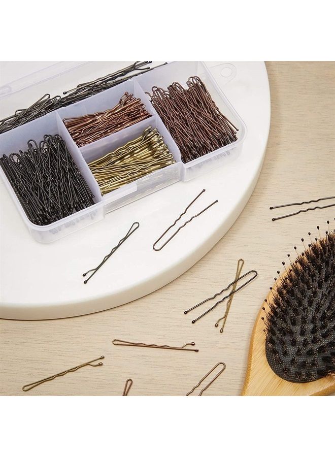 Okuna Outpost U Shaped Hair Pins with Clear Case (2 In, 4 Colors, 360 Pieces)