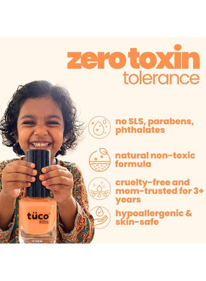 Tuco® Kids Water Based Safe Nail Polish for girls | Easy to Peel Off, Non Toxic, Natural & Safe for Kids | Play Safe with Chemical Free Nails for Daughters | Pack of 1x5ml | Orange - Image 3