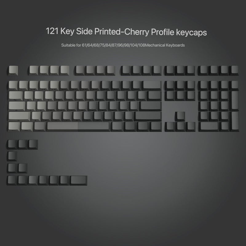 dagaladoo Double Shot PBT keycaps for Mechanical Keyboard,Shine Through keycap Cherry Profile,Gradient Grey,Side Printed Keyboard caps for Mechanical Gaming Keyboards(121key,only keycaps) - Image 2